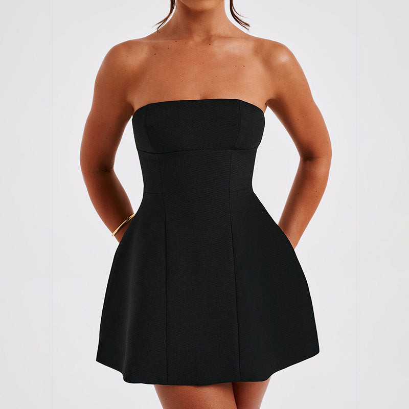 Strapless Structured Seamed Bodice A-Line Mini Dress 3