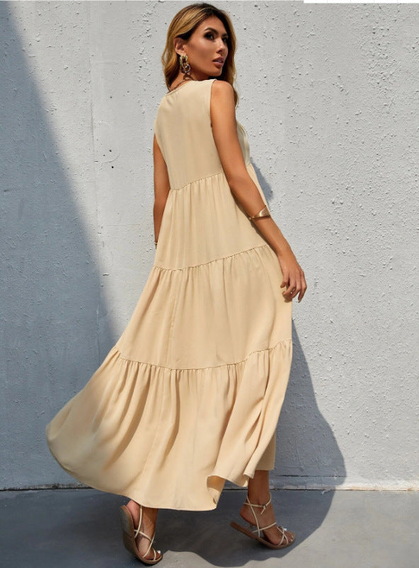 Braxton Cotton Pocketed Tiered Midi Dress