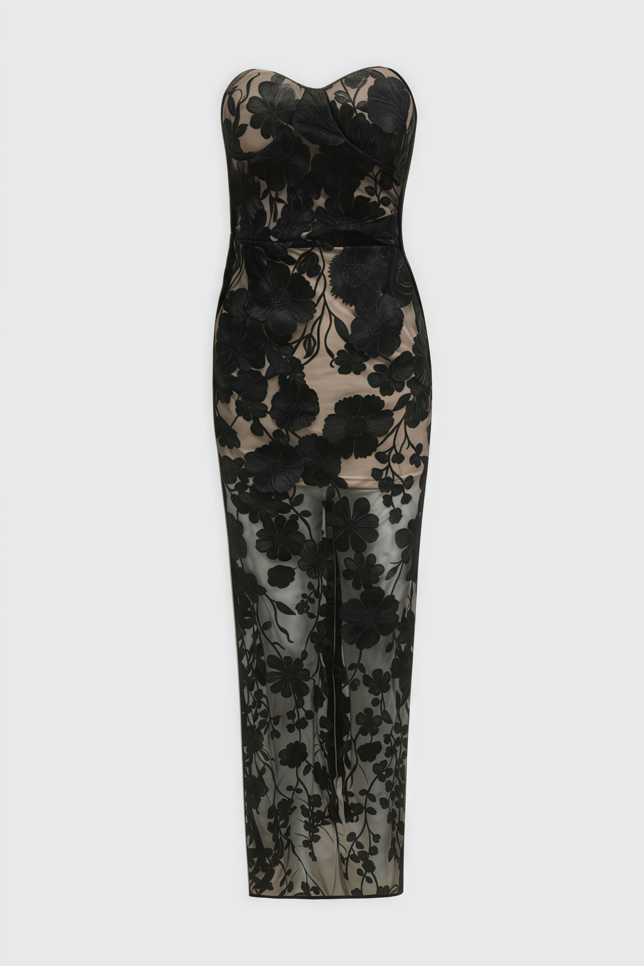 Wyat 3D Mesh Flower Embroidery Maxi Dress - View 4