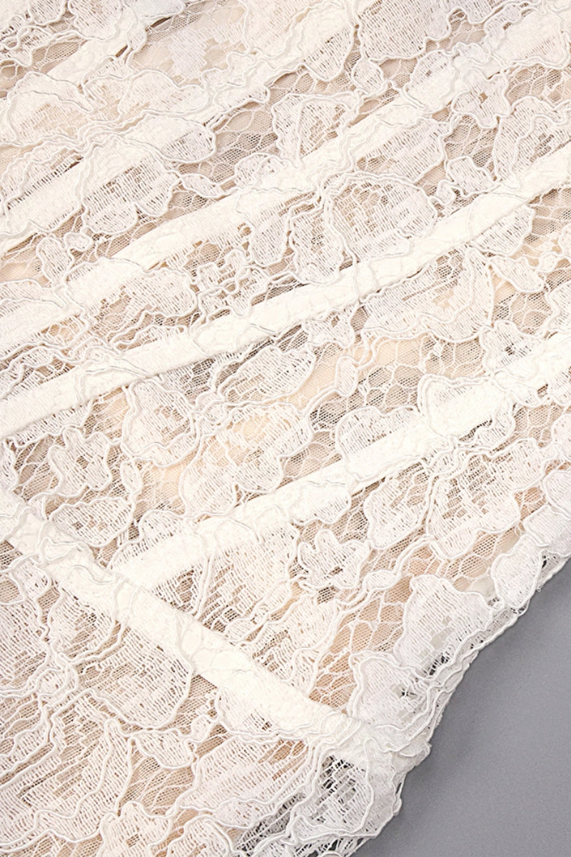 Davina White Lace Floral Maxi Dress - View 7