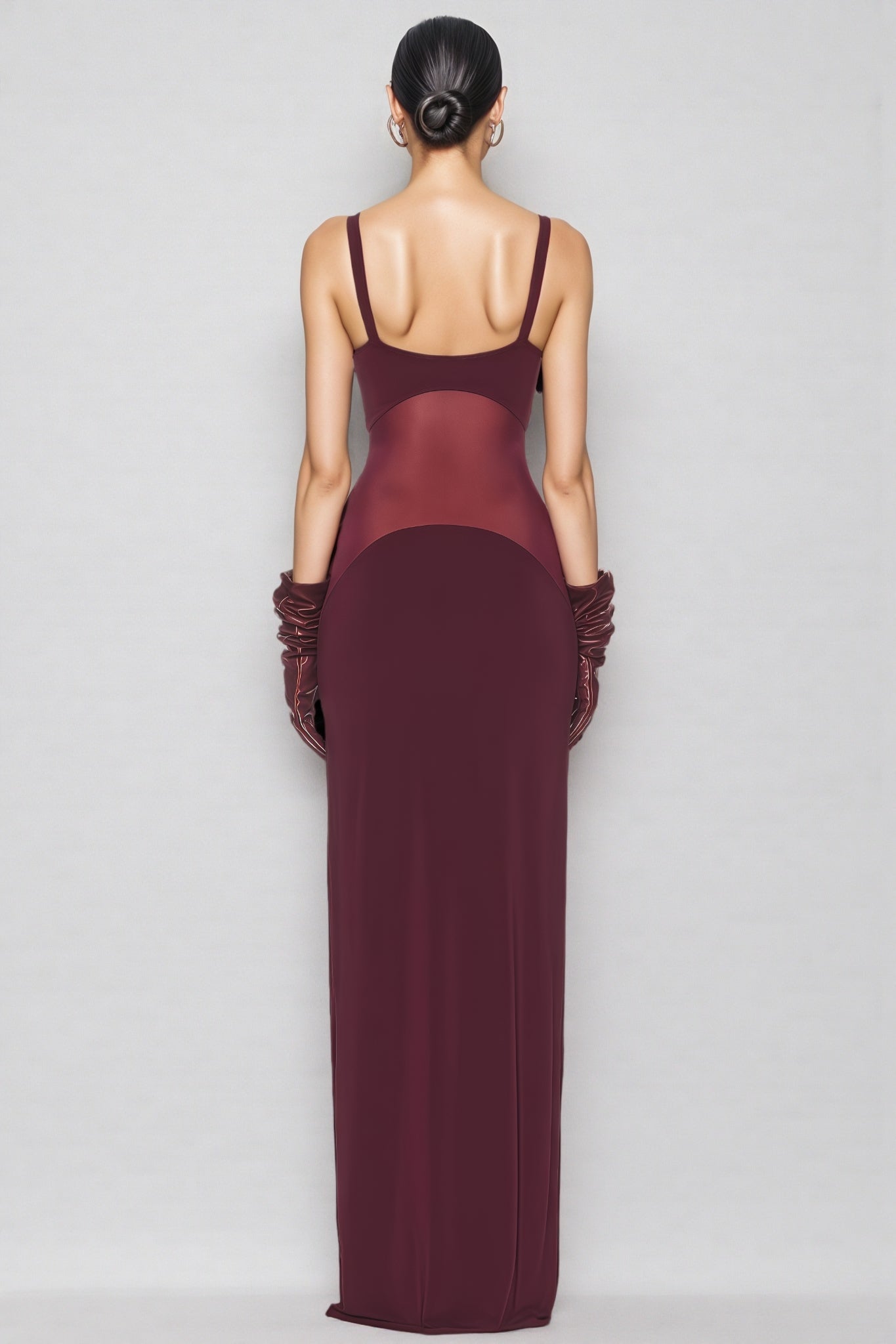 Halter Neck Mesh Ruched Maxi Dress