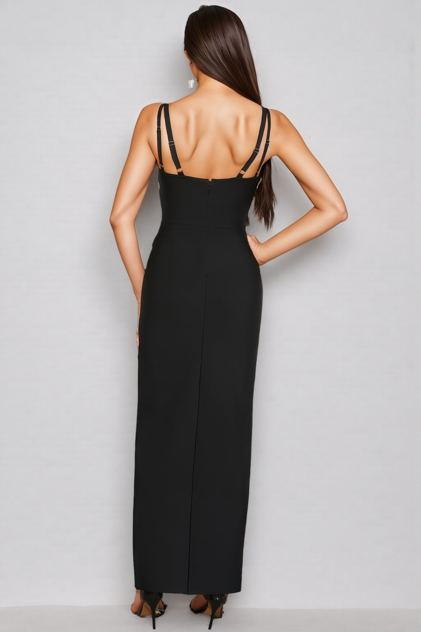 Eirike Glitter Diamond High Split Maxi Dress - View 5