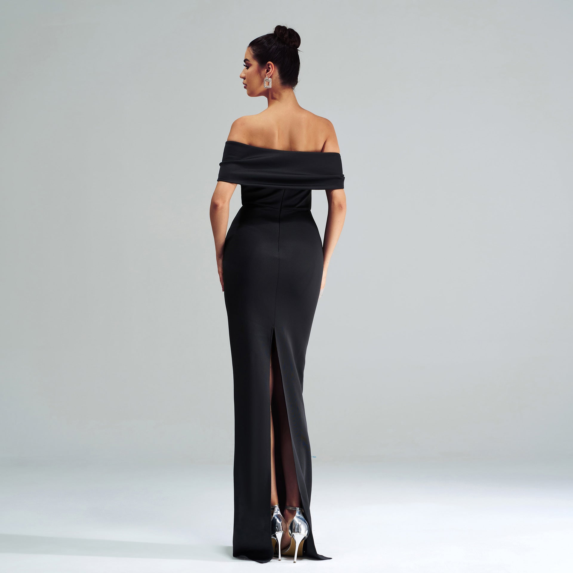 Satin Off Shoulder Mermaid Evening Gown
