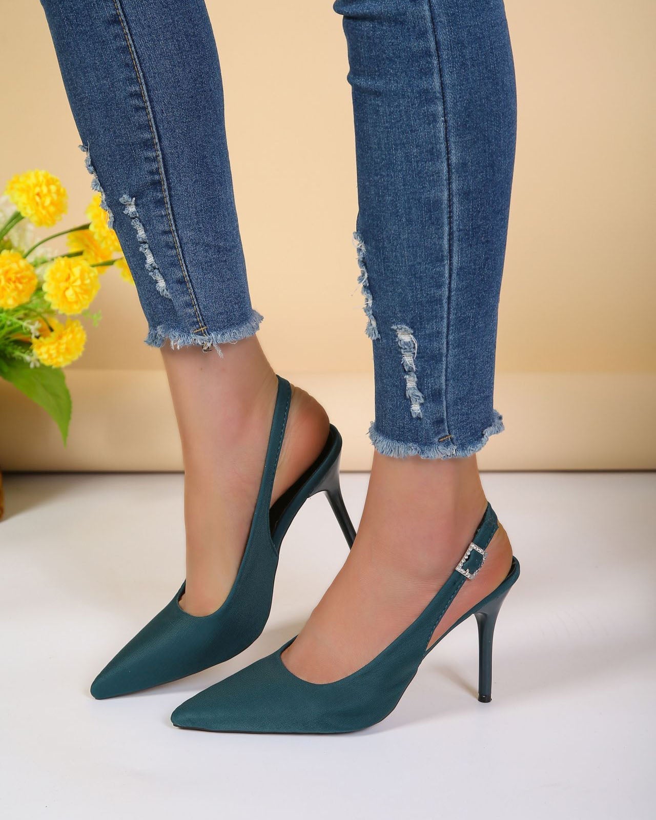 Pointed Toe High Heel Ankle Strap Sandals