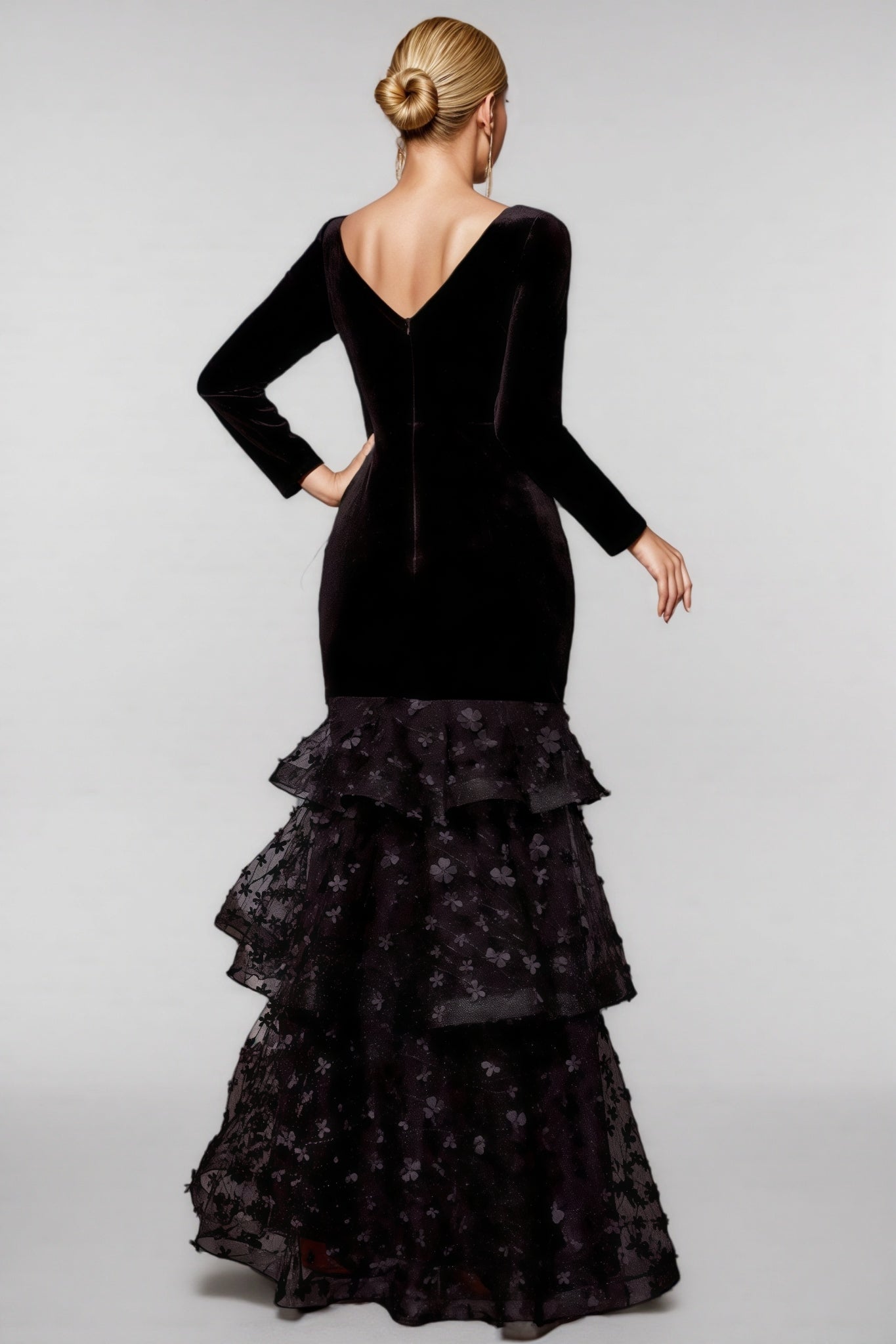 Nader Black Layered Mesh Maxi Dress - View 5