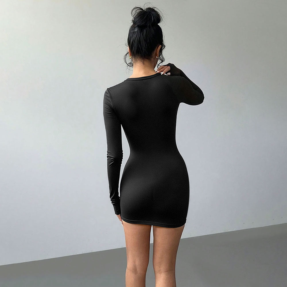 Long Sleeve Twist Bust Cut Out Bodycon Mini Dress 2