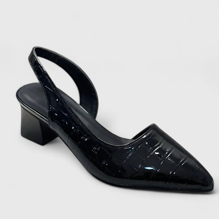 Pointed Toe Slingback Block Heel Pumps