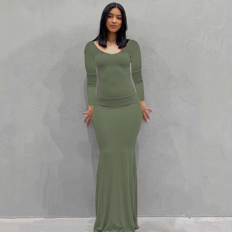 Scoop Neck Spaghetti Strap Bodycon Mermaid Maxi Dress 40