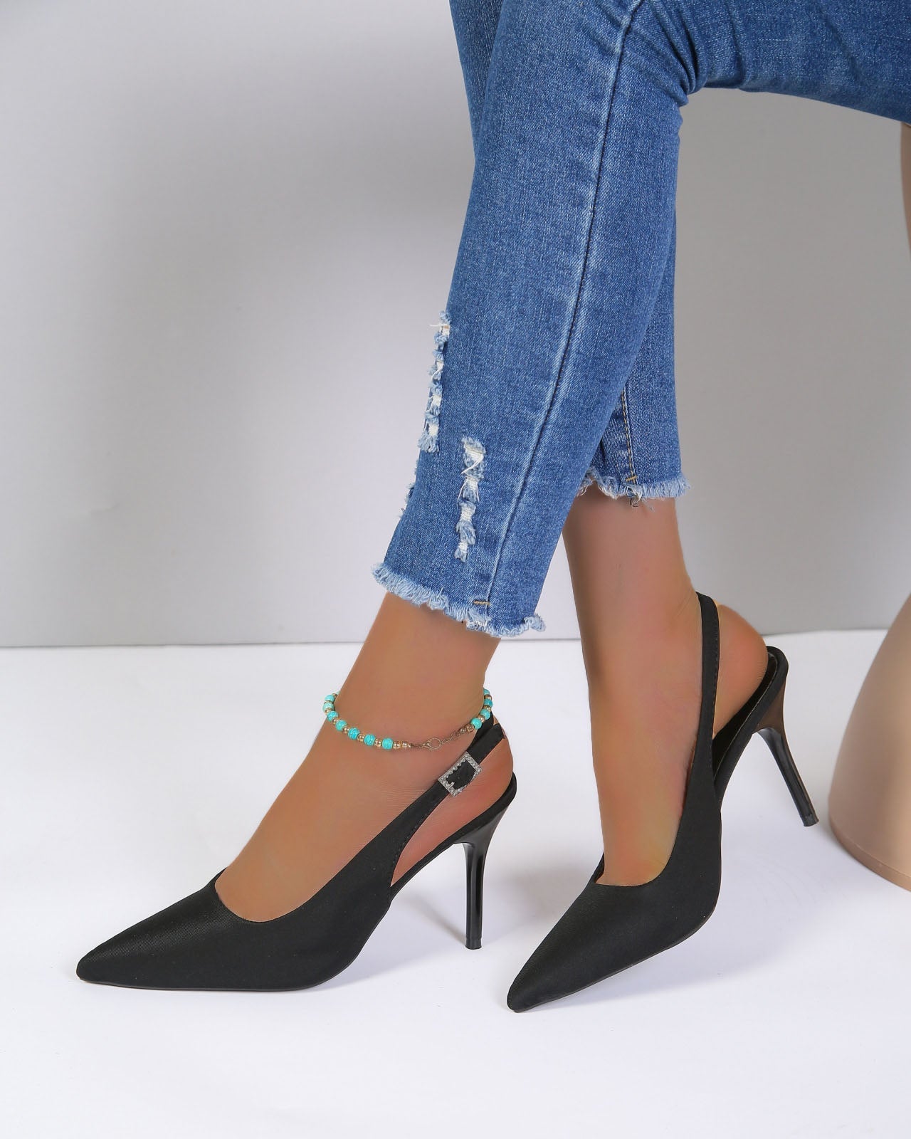 Pointed Toe High Heel Ankle Strap Sandals