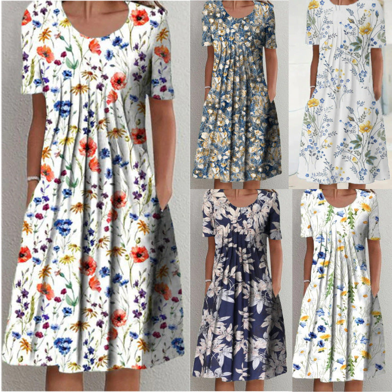 Jenni Statement Women's Bloom Midi Dress with Pleated Design Boutique Collection