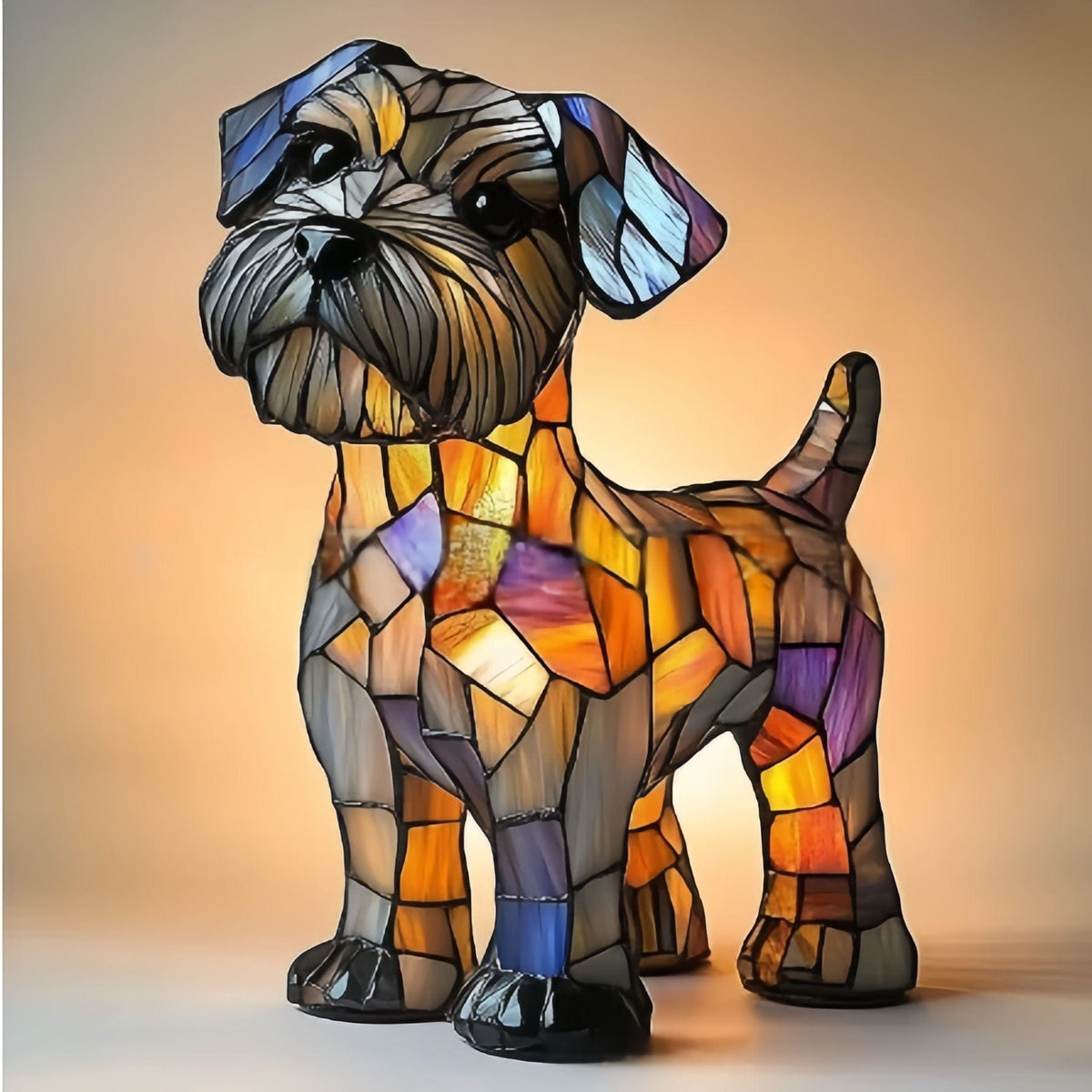Stained Glass Schnauzer Dog Table Lamp