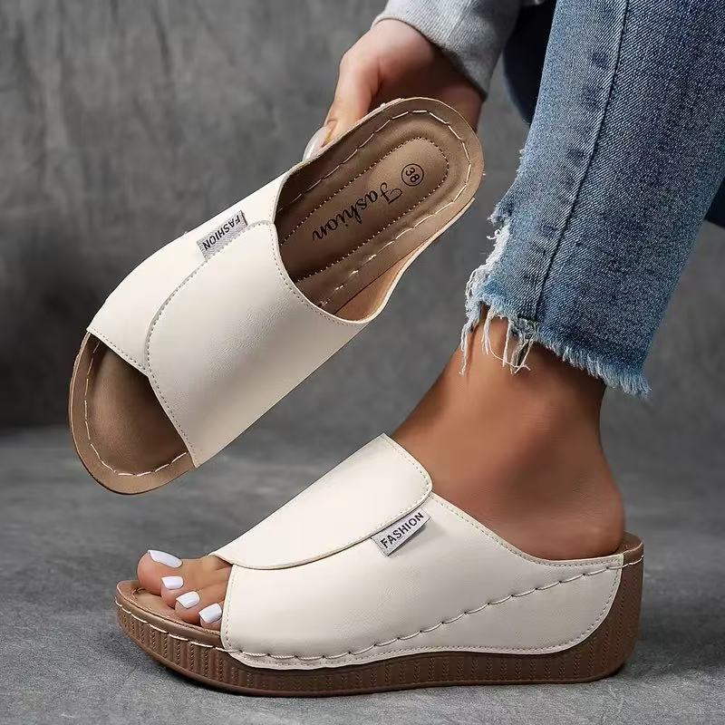 Open Toe Slip On Platform Wedge Slide Sandals 7