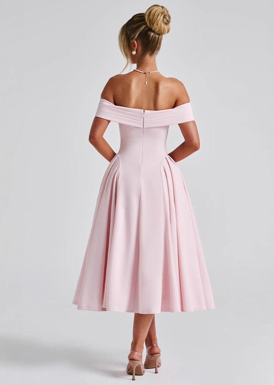 Off Shoulder Fit and Flare Midi Dress 3