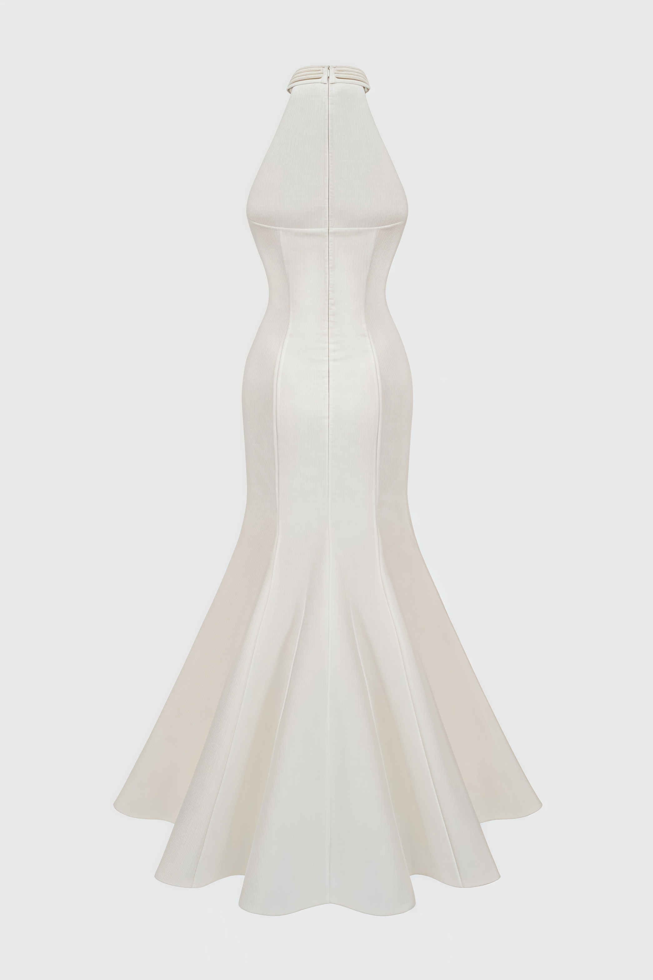 Pearl Beaded Halter Keyhole Cascade Fringe Mermaid Gown