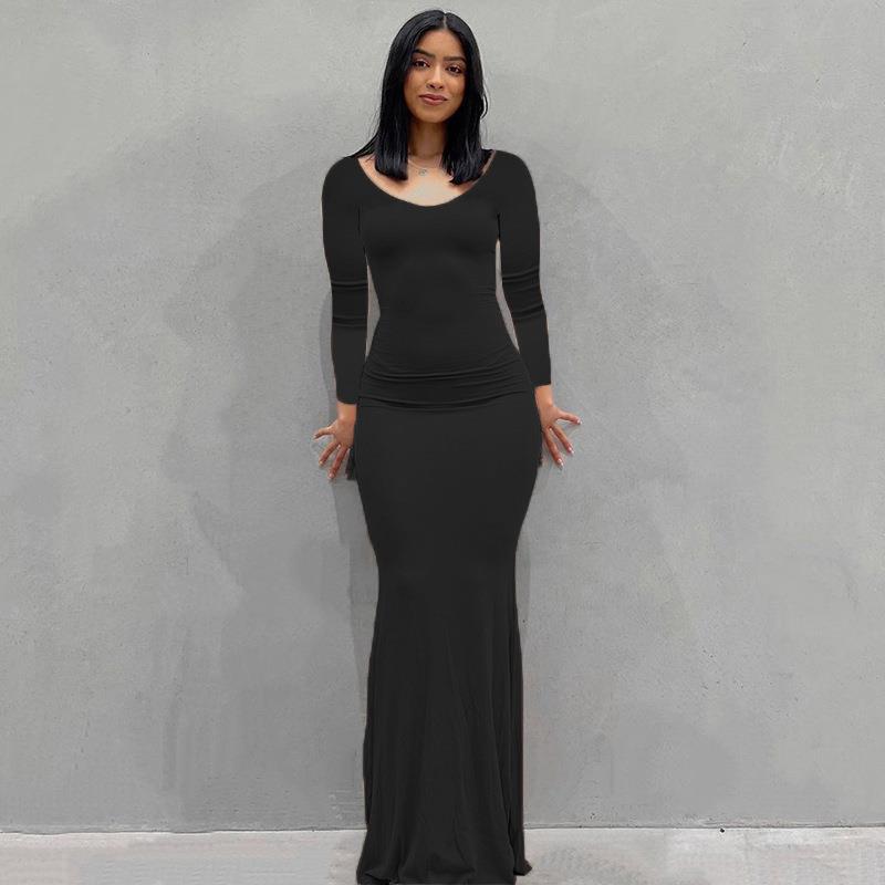 Scoop Neck Spaghetti Strap Bodycon Mermaid Maxi Dress 42