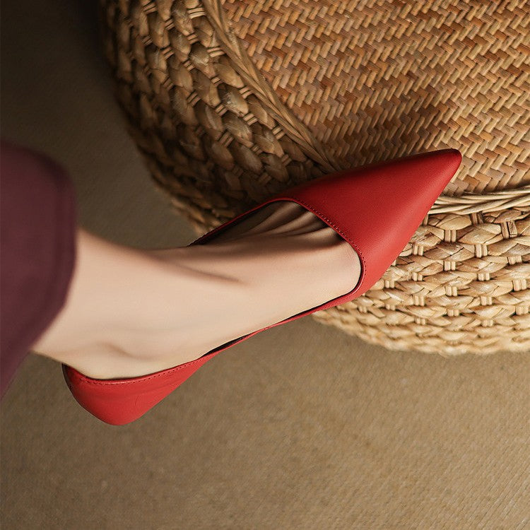 Pointed Toe Slip On Kitten Heel Pumps