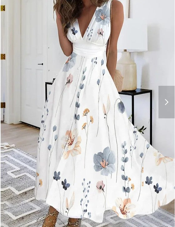 Floral V-Neck Sleeveless Maxi Dress 4