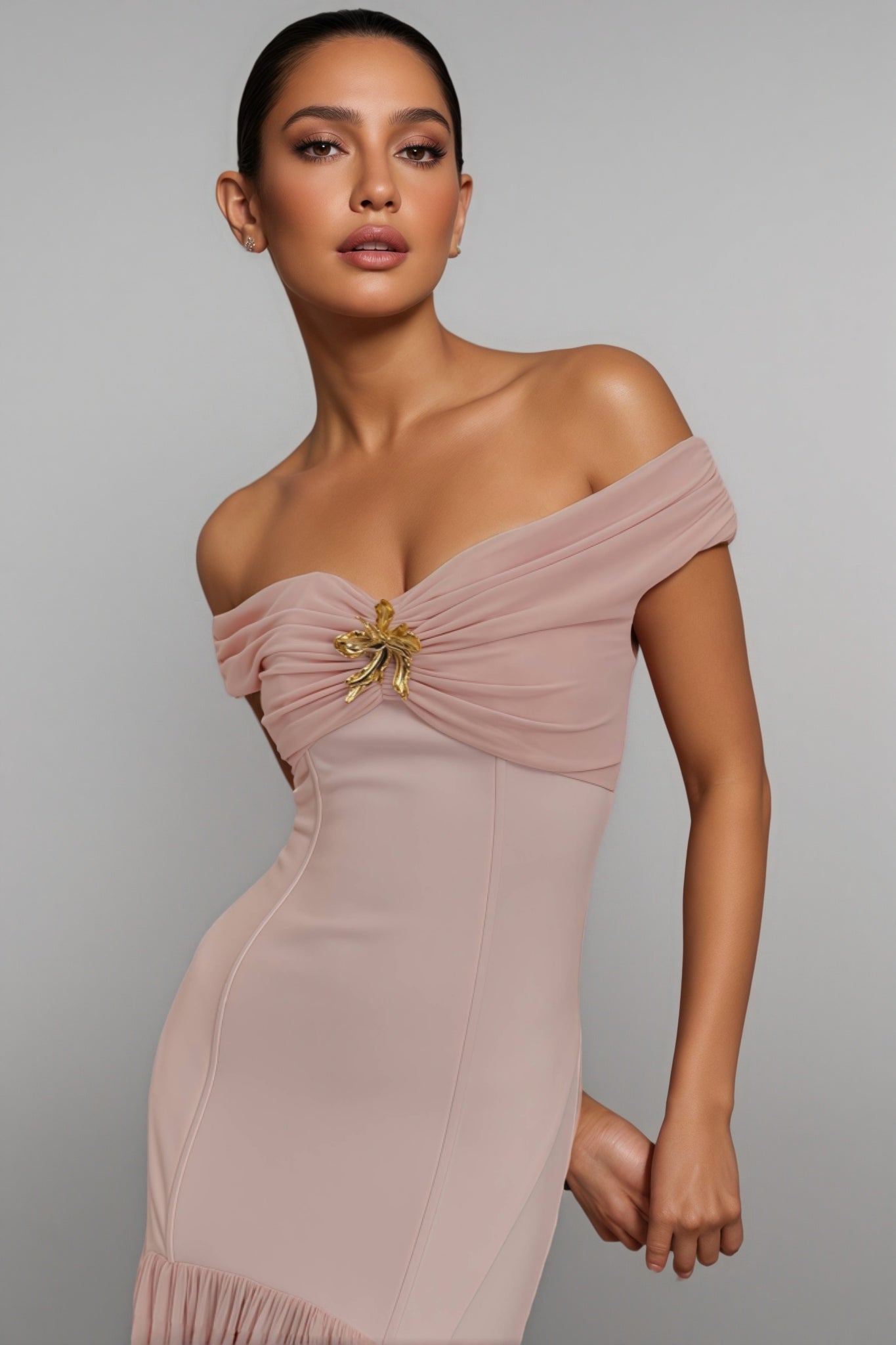 Cionlt Pink Mesh Backless Pleated Maxi Dress - View 3