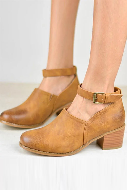Ankle Strap Mid Heel Pumps