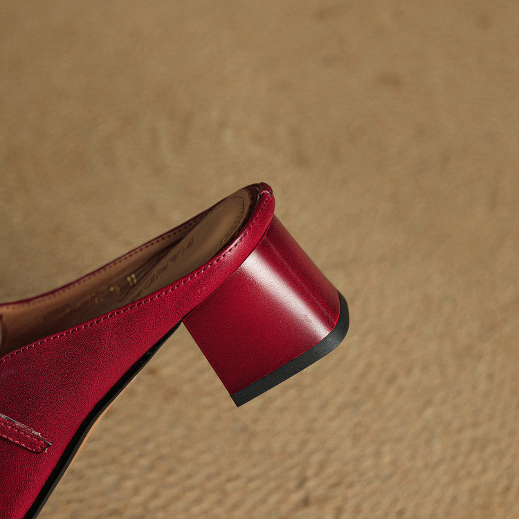 Square Toe Buckle Strap Block Heel Mary Jane Mules