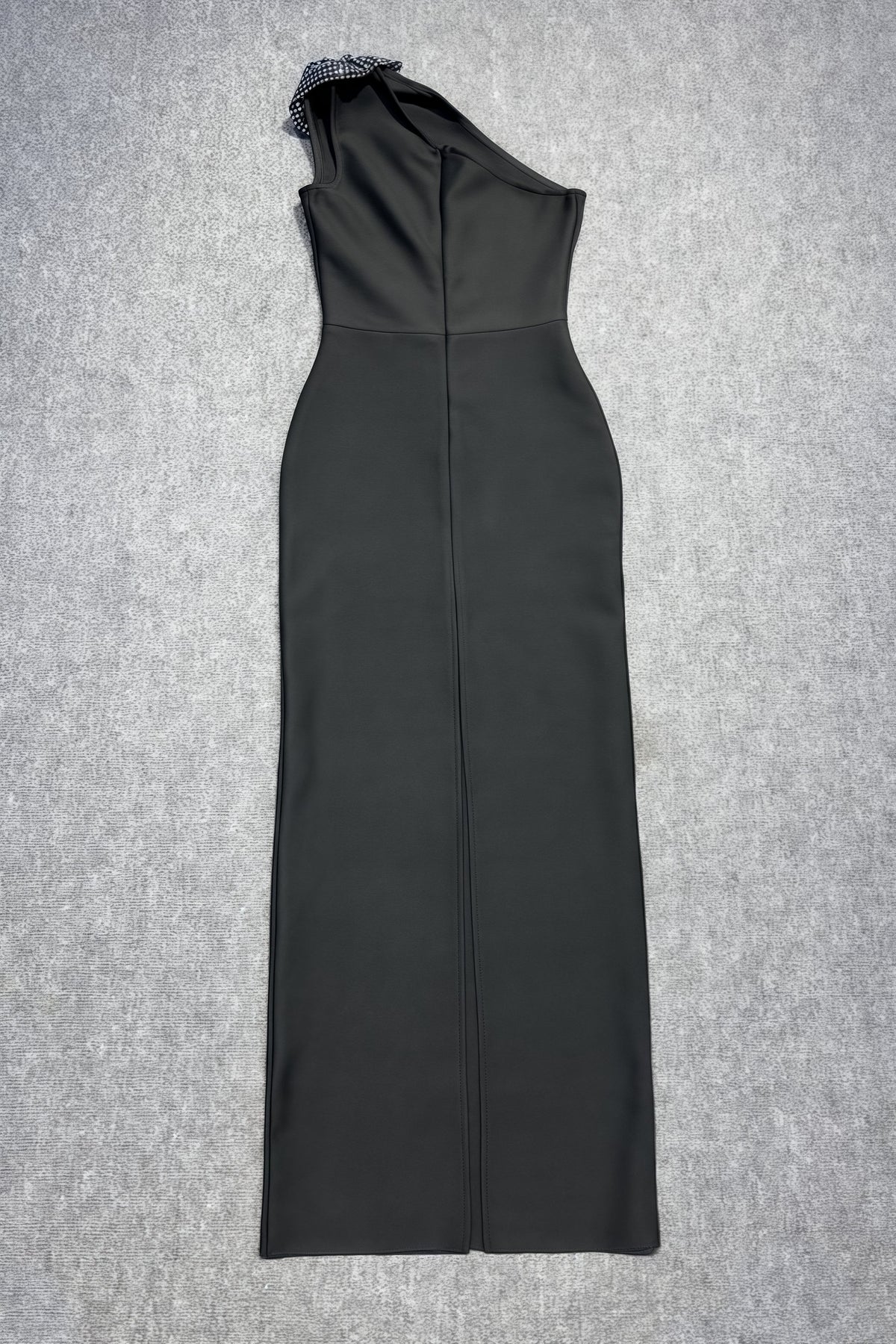 One Shoulder Rosette Rhinestone Waist Column Maxi Dress 5