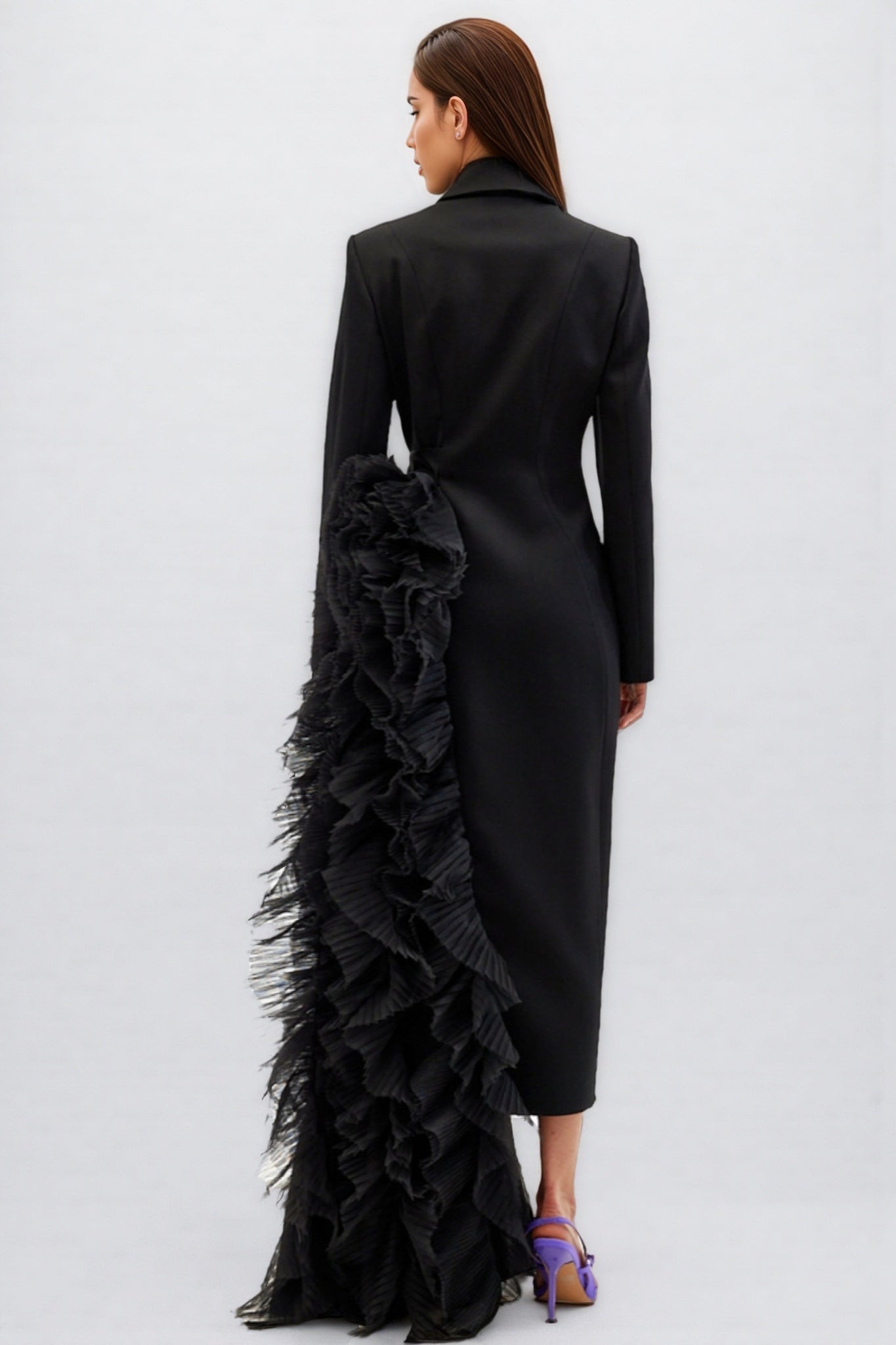 Edmund Irregularly Spliced Mesh Maxi Dress - View 4