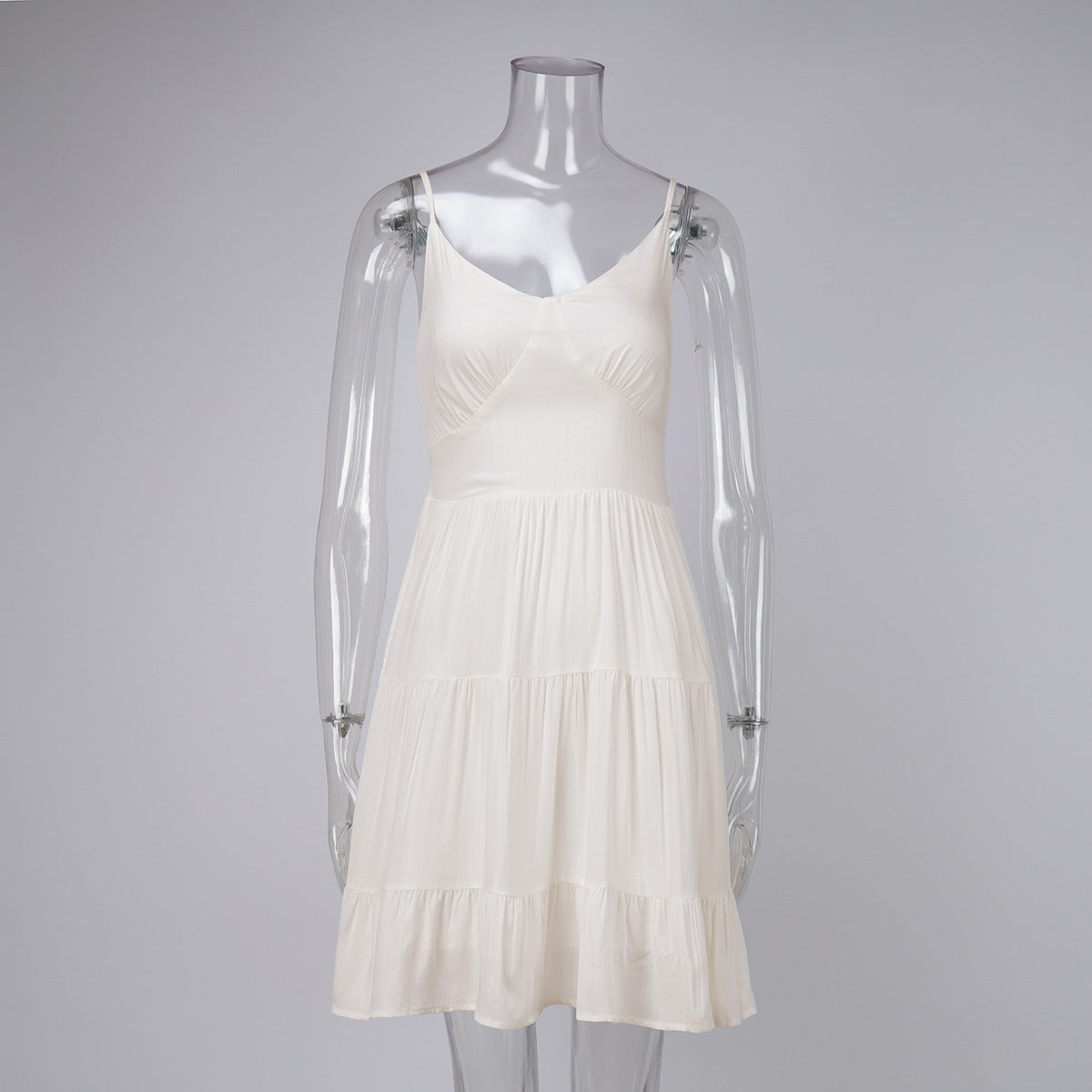 V-Neck Spaghetti Strap Tiered A-Line Mini Dress 5