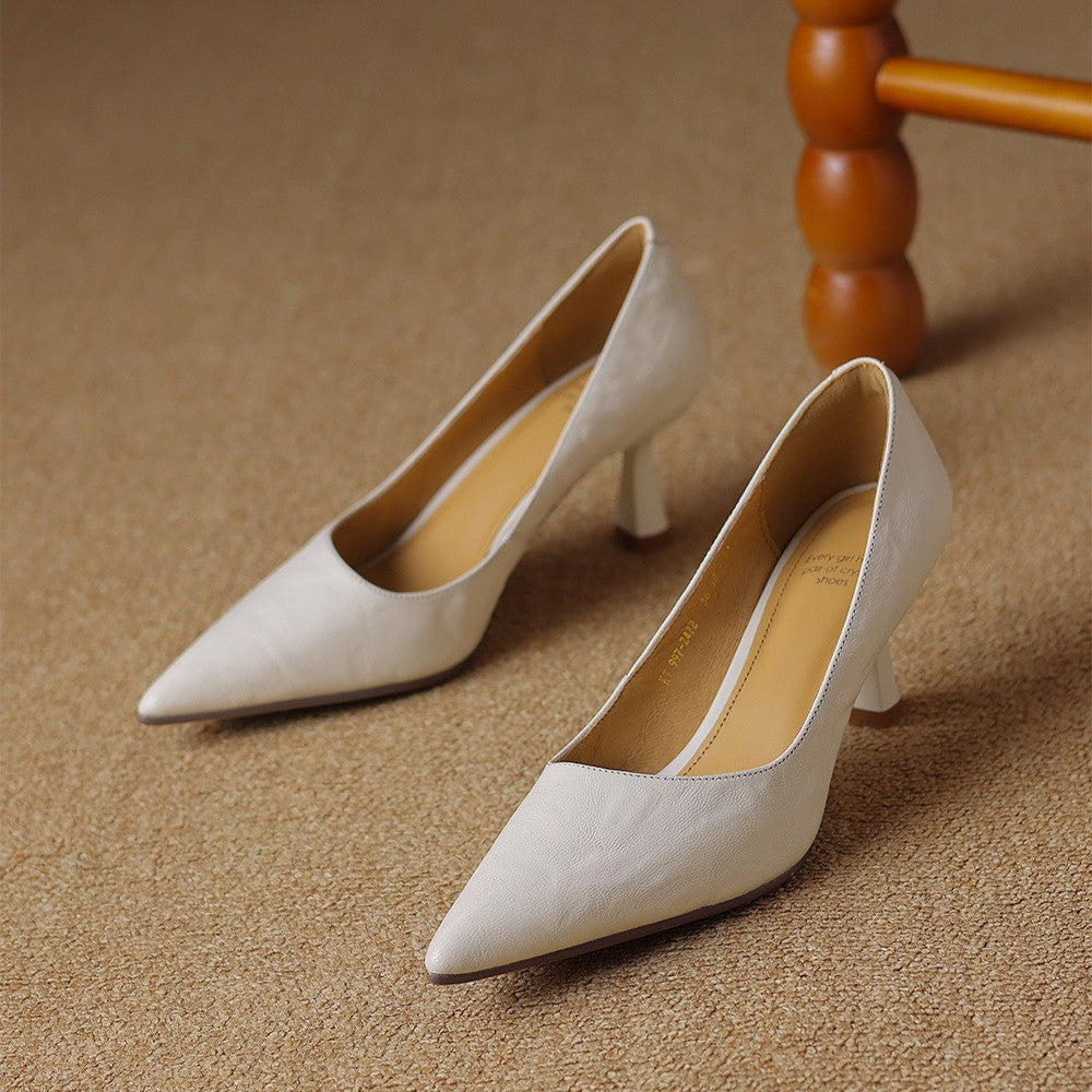 Pointed Toe Slip On Sculpted Mid Heel Pumps
