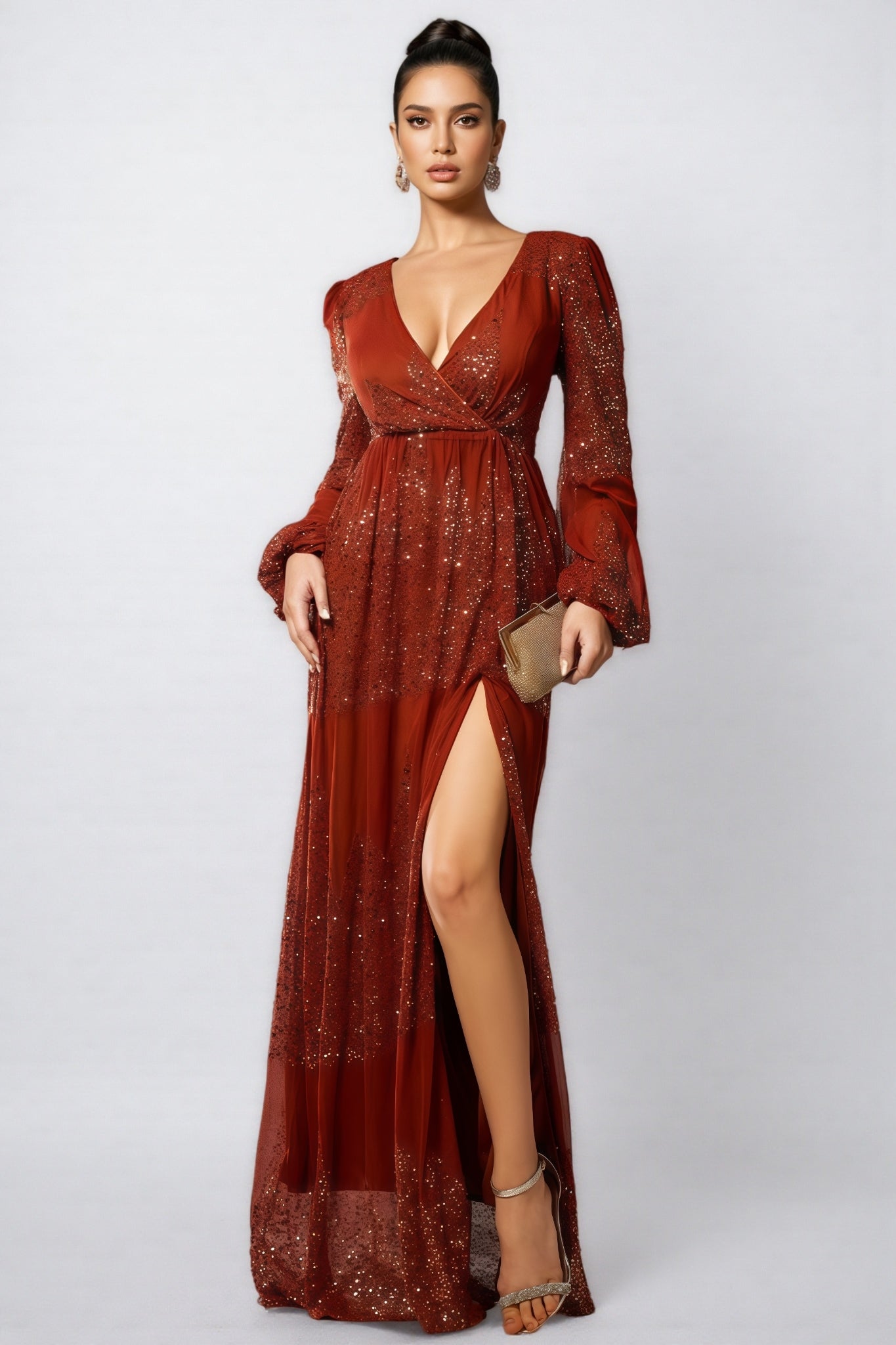 Lian V-Neck Sequin Maxi Dress - View 2