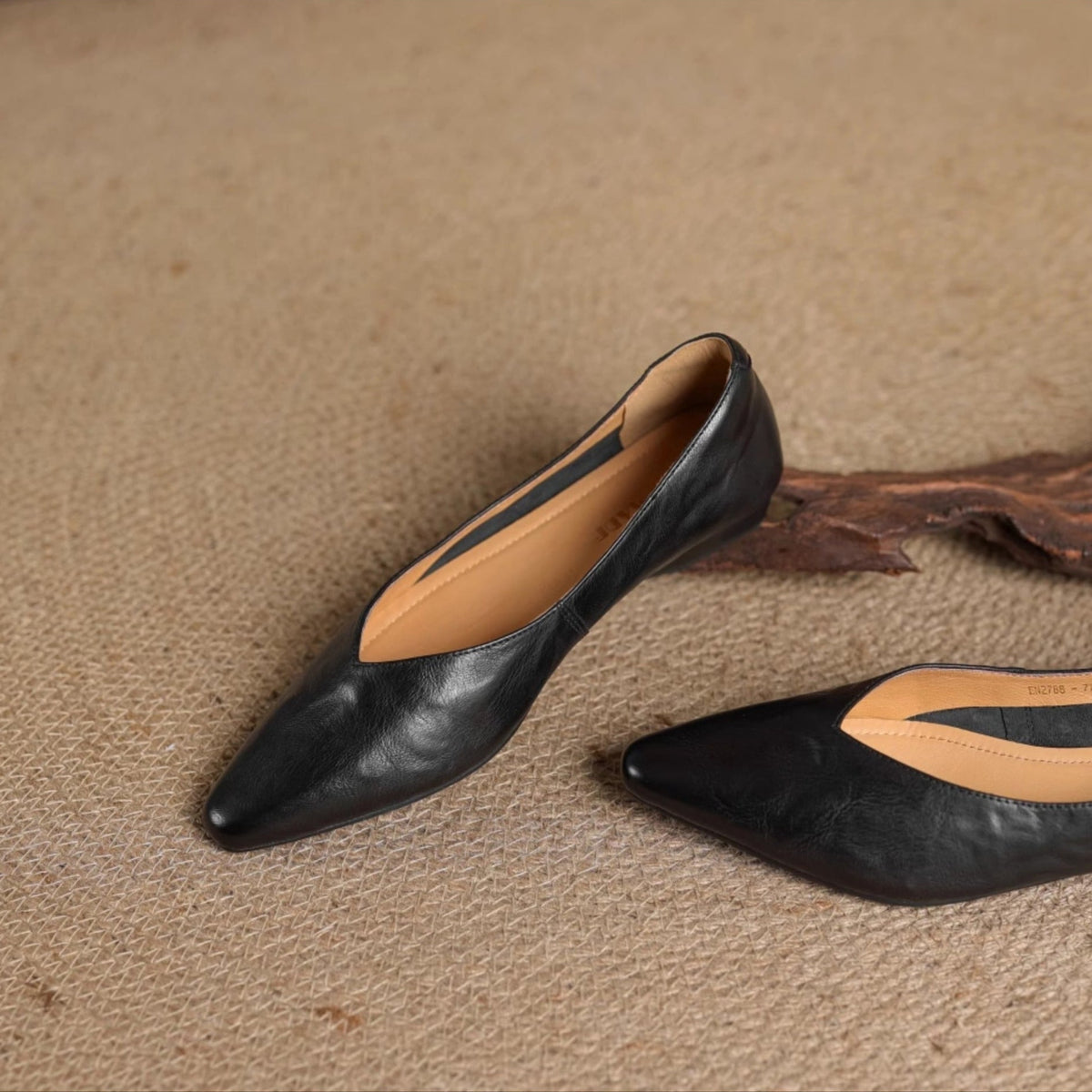 Pointed Toe V Cut Slip On Flats