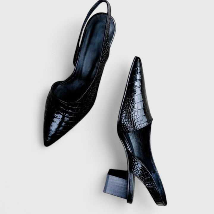 Pointed Toe Slingback Block Heel Pumps