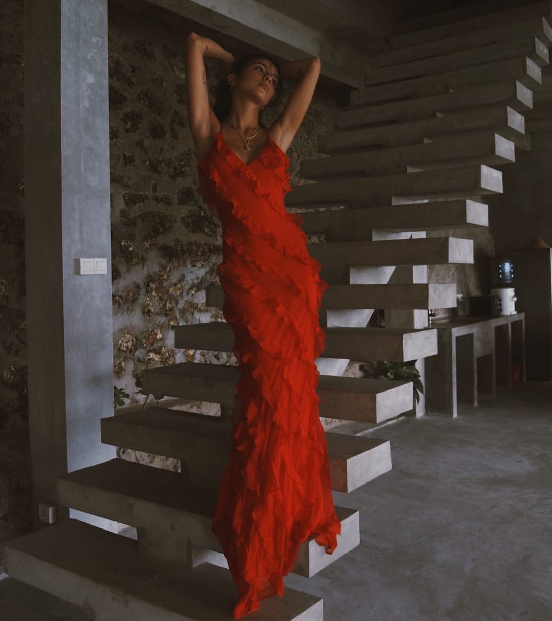 Lace V-Neck Spaghetti Strap Slip Midi Dress