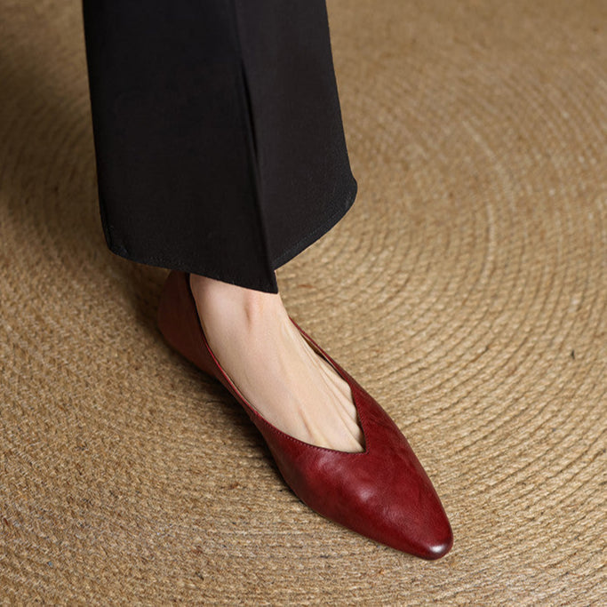 Pointed Toe V Cut Slip On Flats