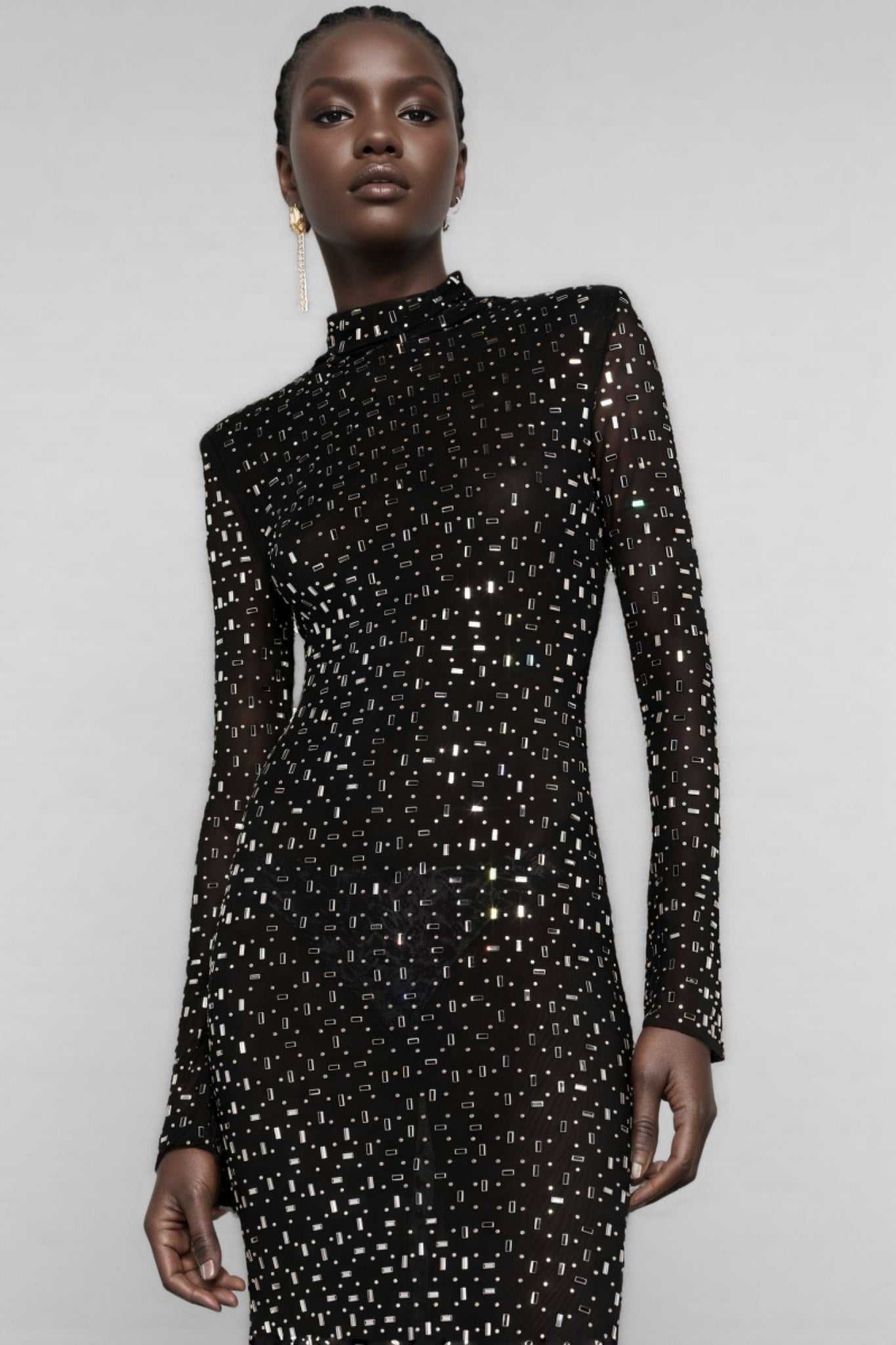 Roisea Long Sleeve Rhinestone Maxi Dress - View 2