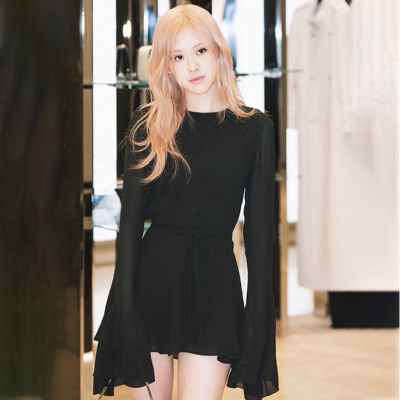 Fall Park Caiying Same Crew Neck Trumpet Long Sleeve Mesh Dress - View 2