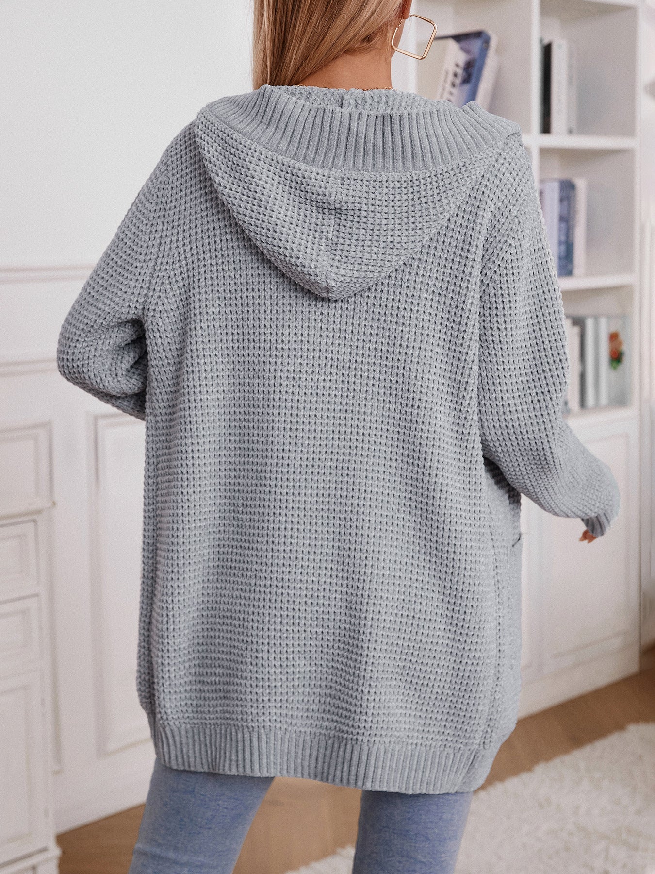 Vintage Loose Button Hooded Knit Cardigan Jacket