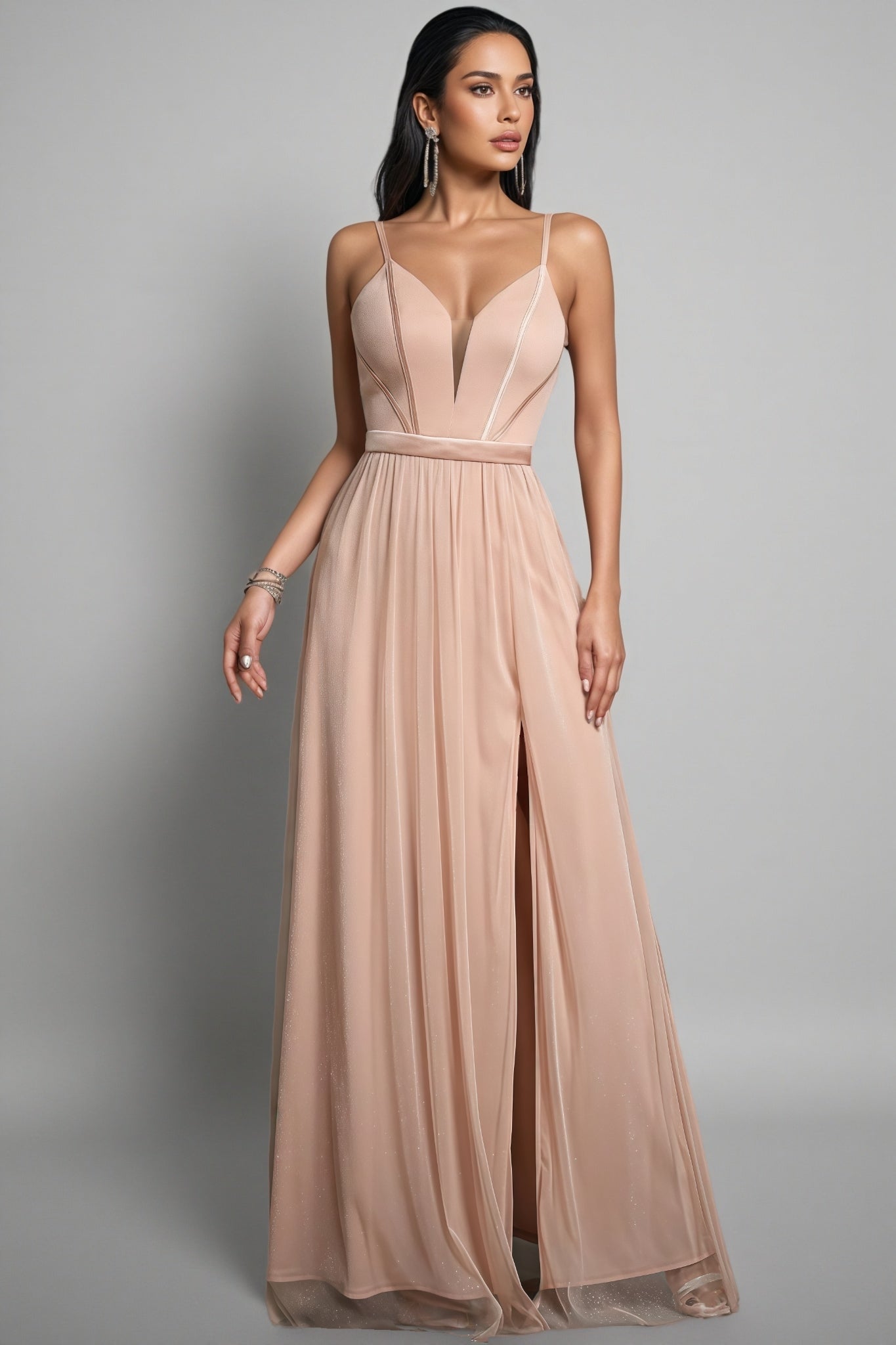 Crispina Pink Strappy Mesh Maxi Dress - View 2