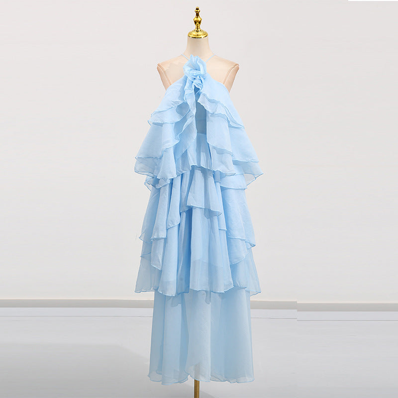Chiffon One Shoulder Tiered Ruffle Maxi Gown 2