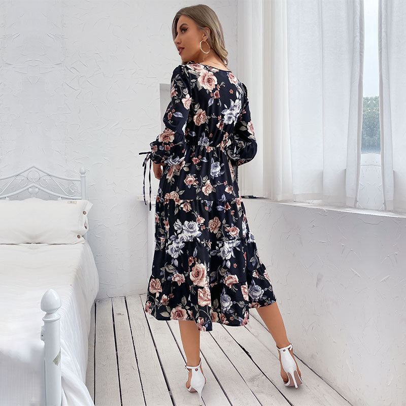 Early Sunset Floral Plisse Midi Dress