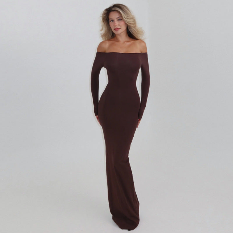 Off Shoulder Long Sleeve Bodycon Maxi Dress 3