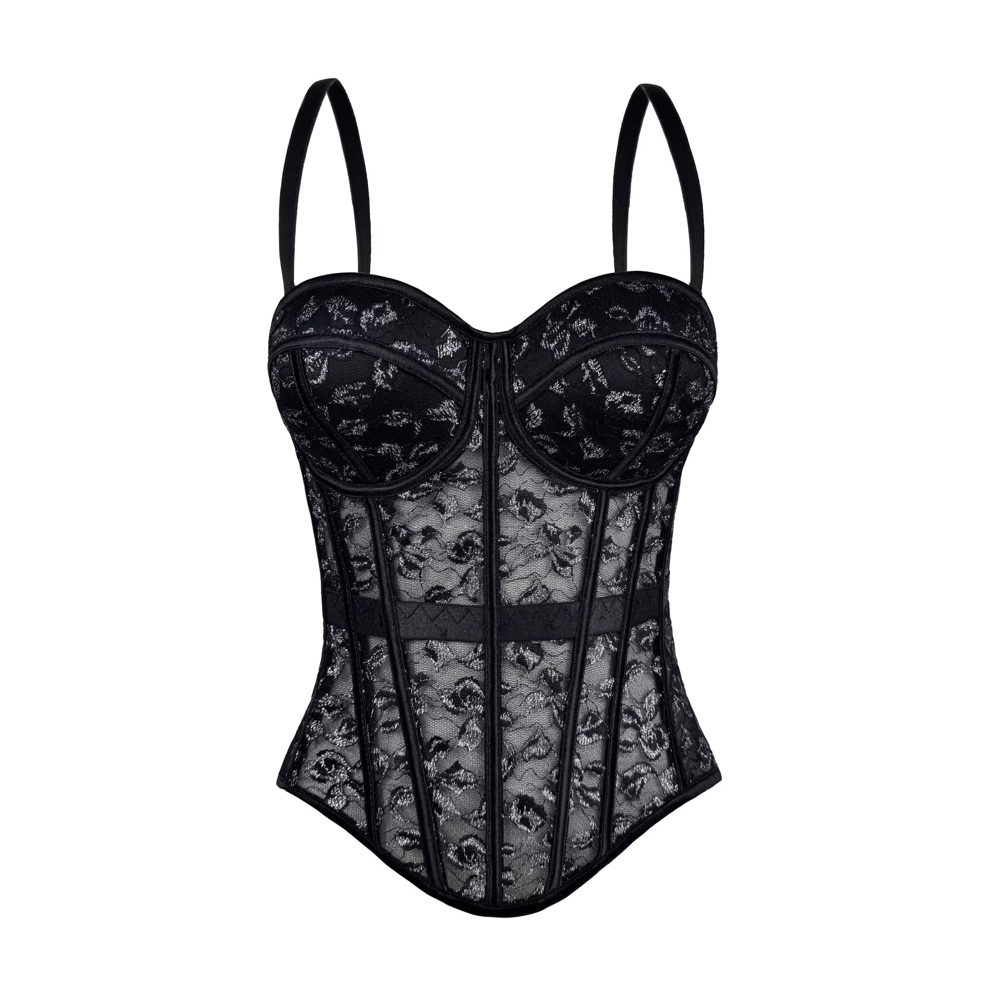 Sexy Lace Bra Underwear Spaghetti Strap Slip Women Outer Wear Body Shaping Push up Boning Corset Underwear