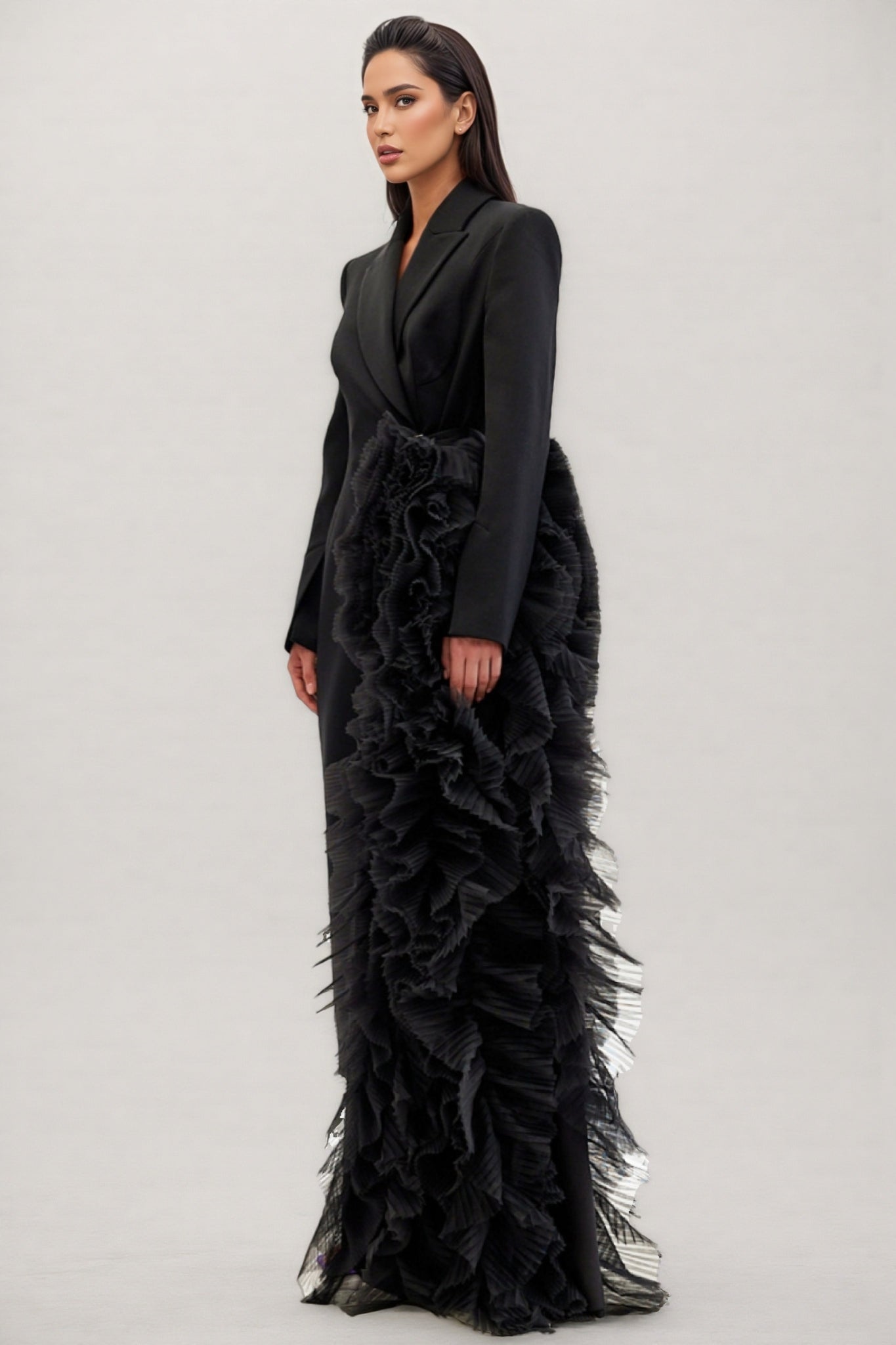 Edmund Irregularly Spliced Mesh Maxi Dress - View 3