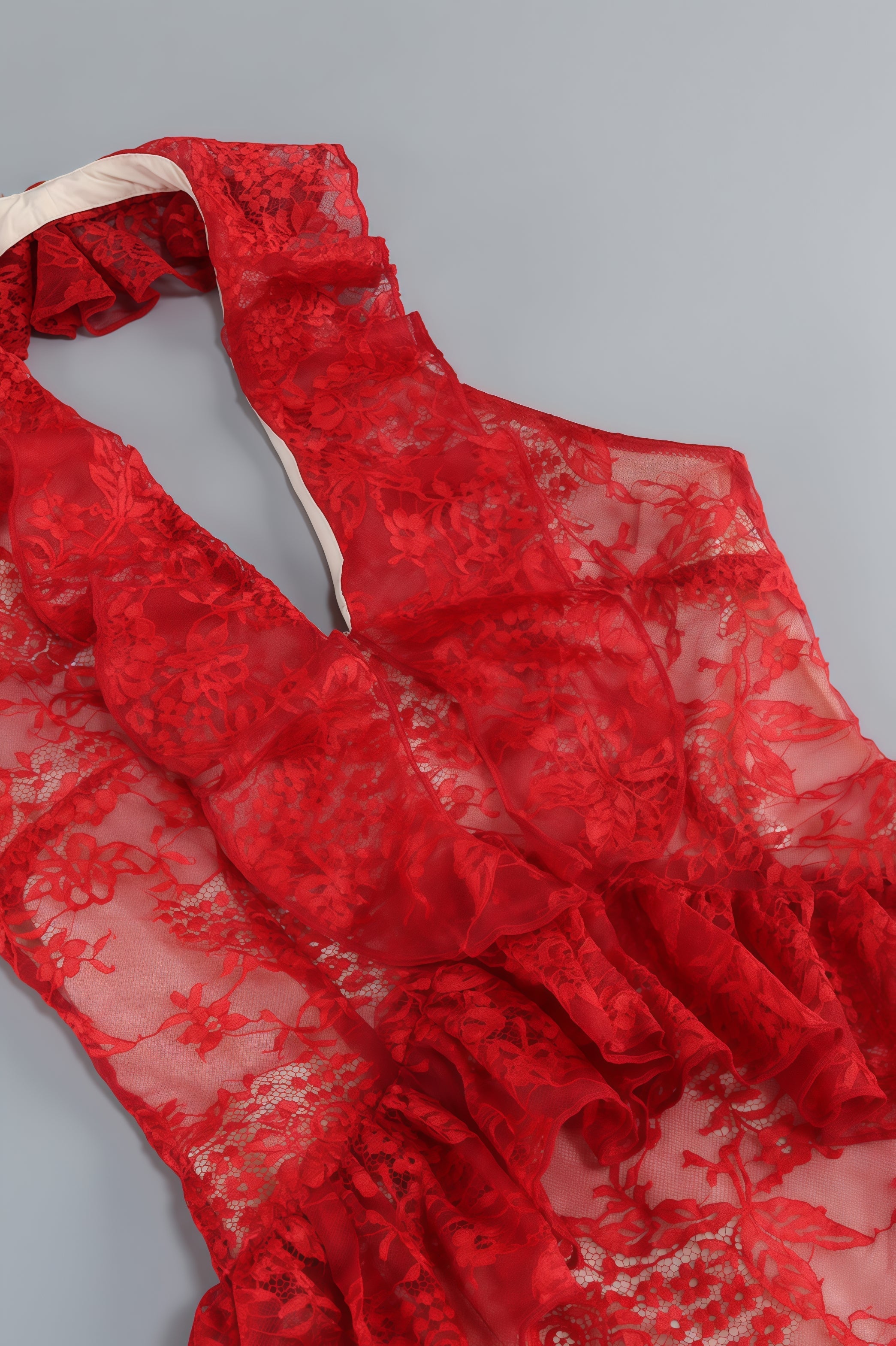Gracd Backless Lace Ruffled Midi Dress - View 5