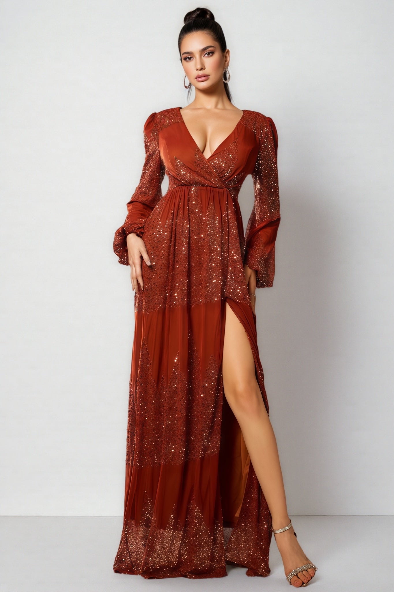 Lian V-Neck Sequin Maxi Dress - View 4
