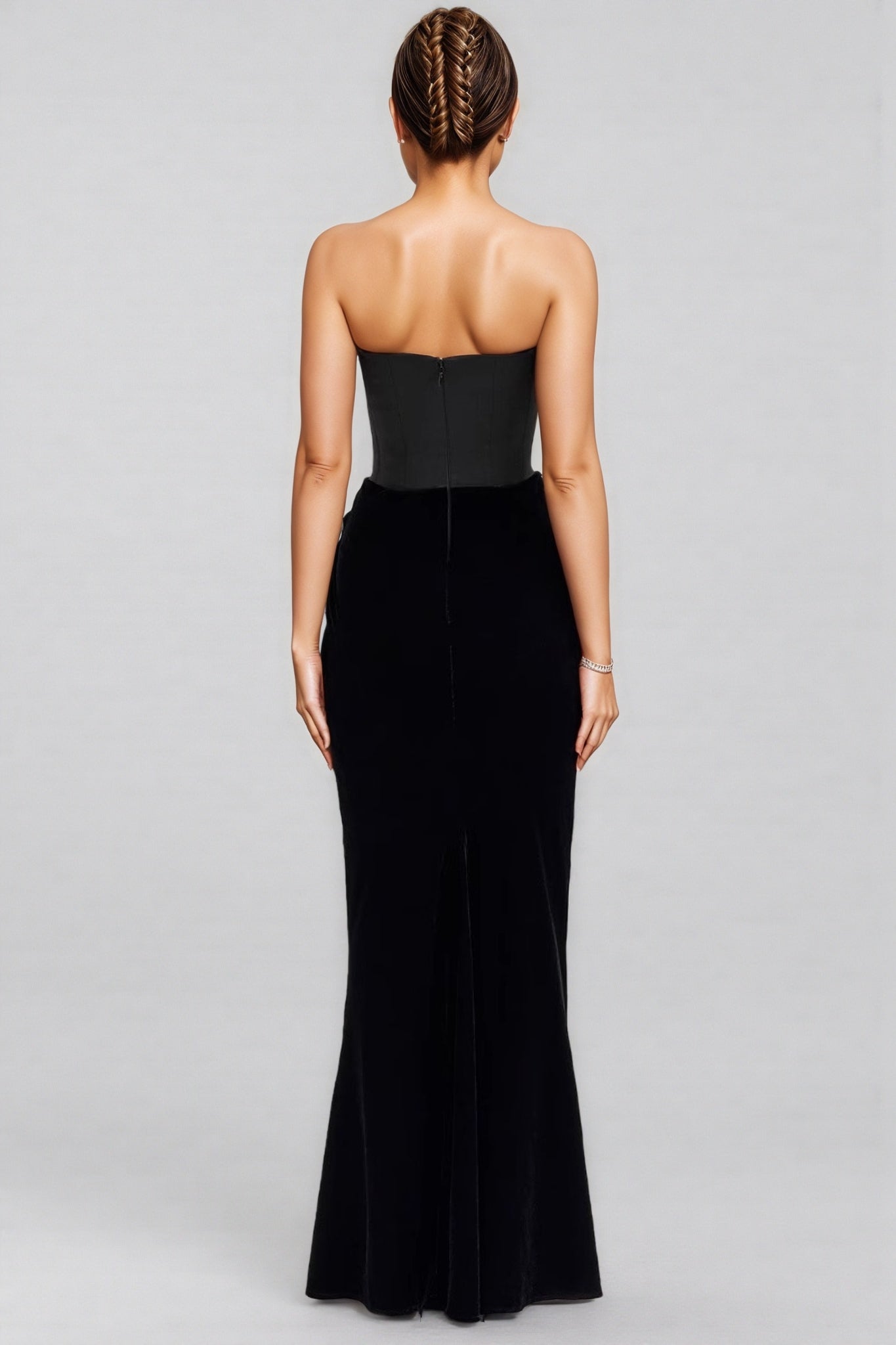Kora Fishbone Sheath Velvet Maxi Dress - View 5