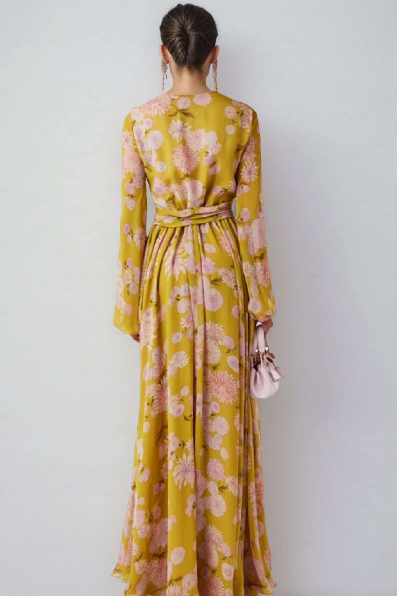 Giselle Floral Lace Up Puff Sleeve Maxi Dress - View 4