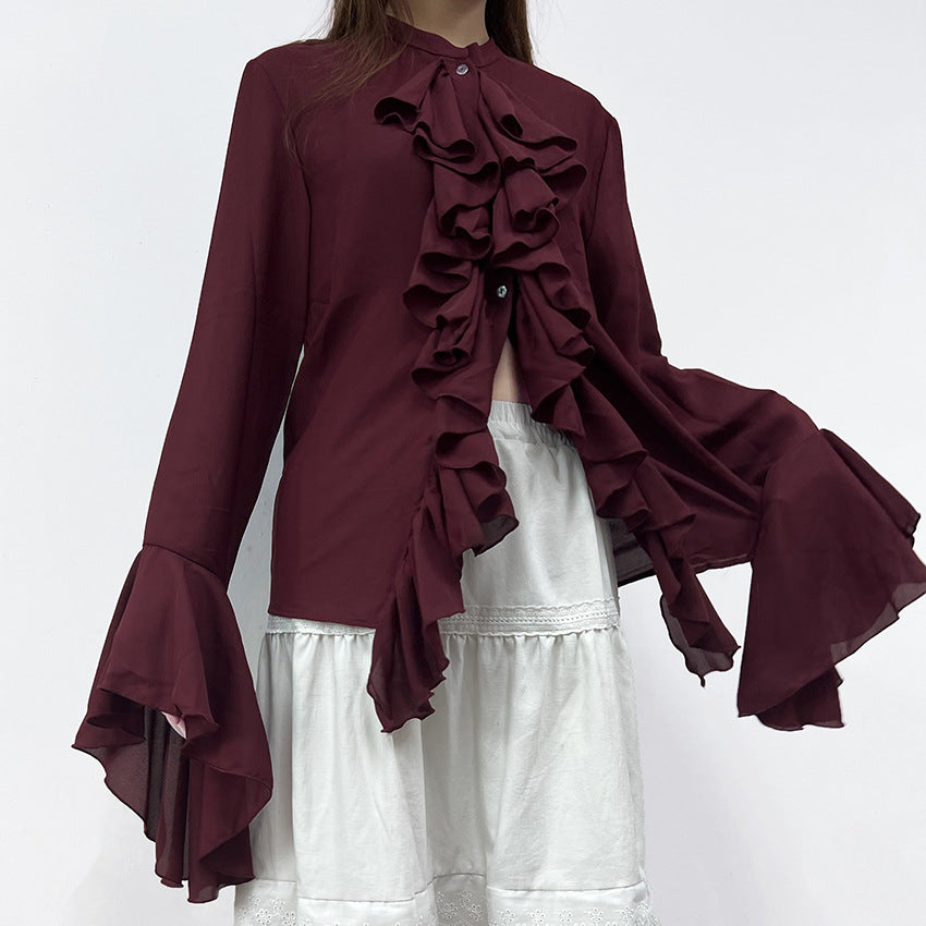 Wide Cuffs and Ruffles Long sleeve Light Shirt