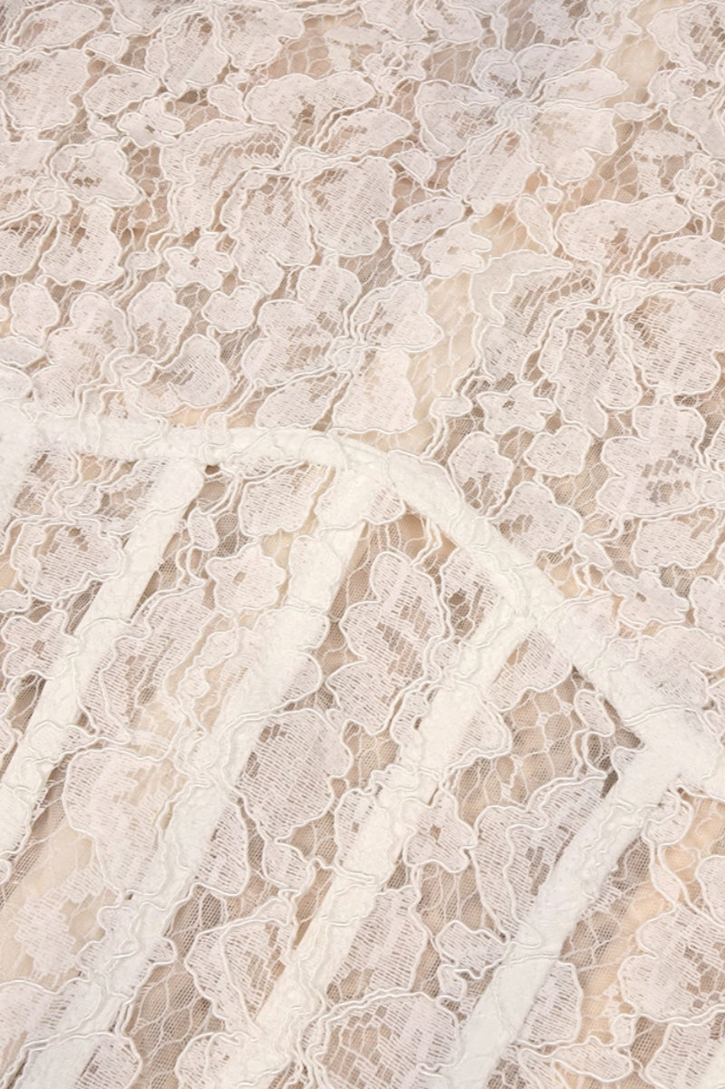 Davina White Lace Floral Maxi Dress - View 6