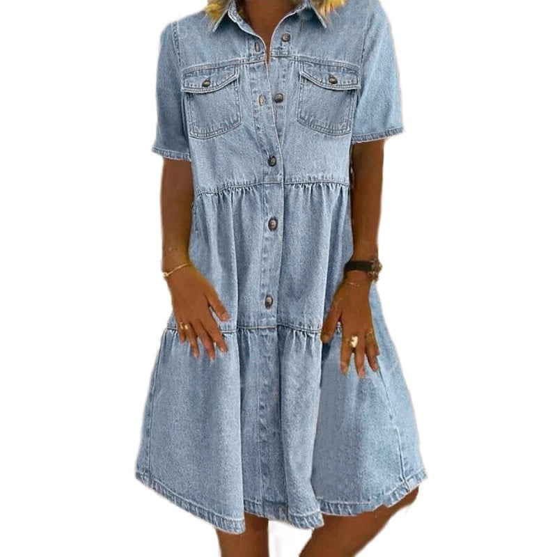 Footloose Tencel Button Down Tiered Dress