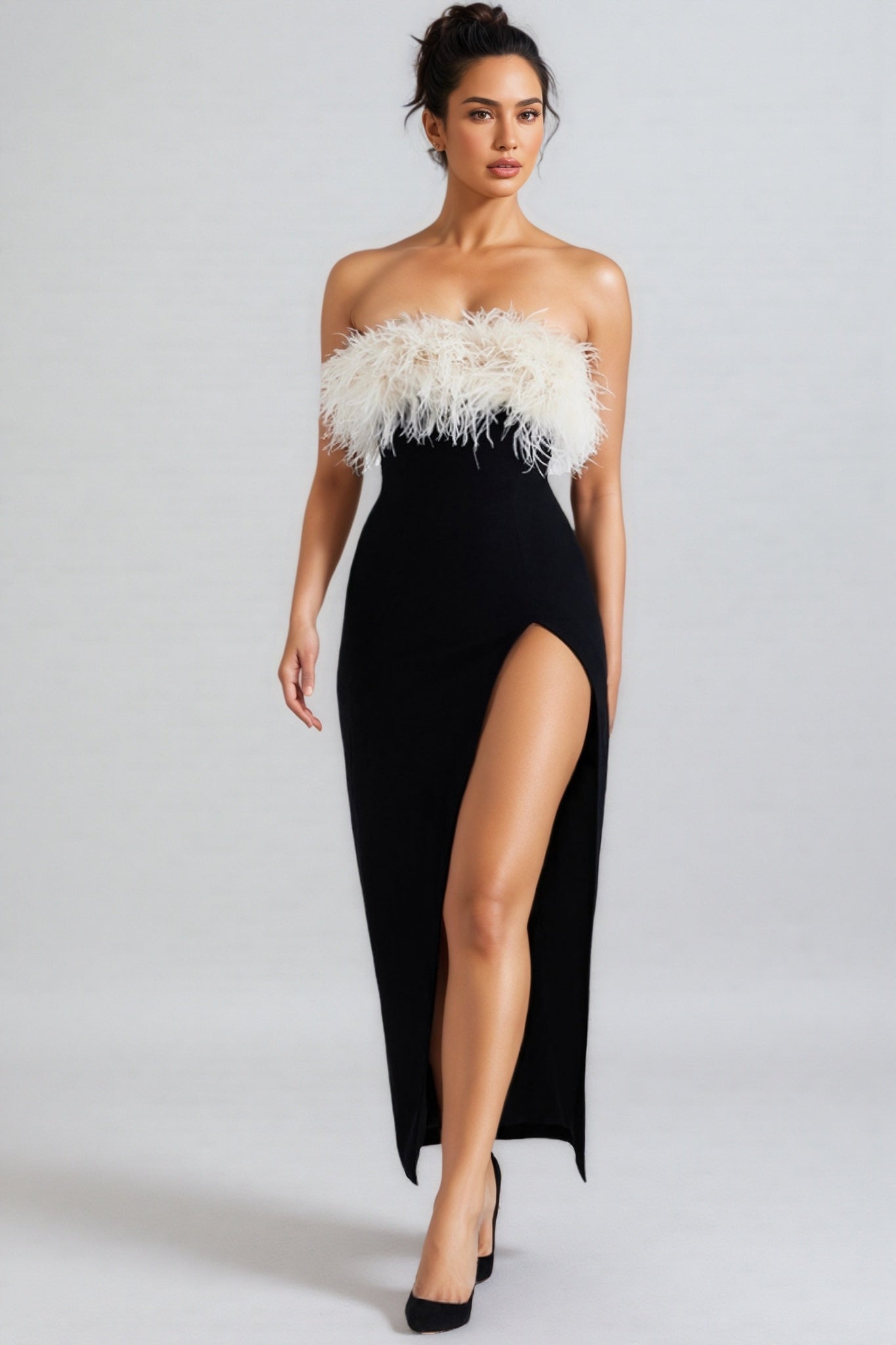 Ellery Feather High Slit Midi Dress - View 2